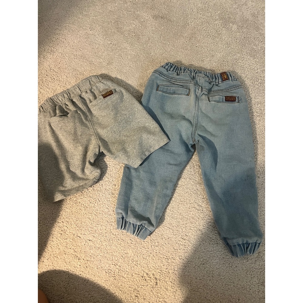 7 For All Mankind Baby Boy 18MDenim Joggers and 12M Gray Knit Shorts Bundle Set